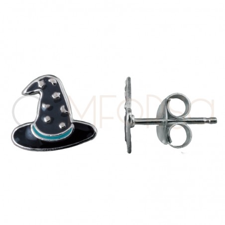 Sterling silver 925 mini witch hat earring 9x9mm