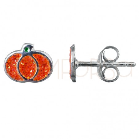 Sterling silver 925 mini pumpkin earring 6x5mm