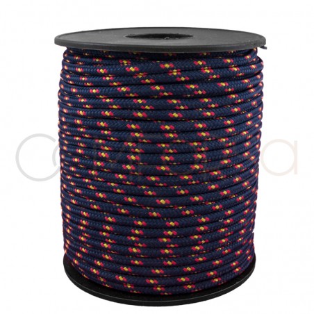 Parachute cord 3mm tricolour blue, yellow & red