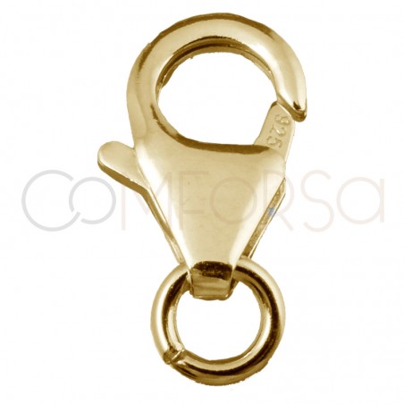 Gold-plated sterling silver 925 lobster clasp with jump ring 7 x 11 mm