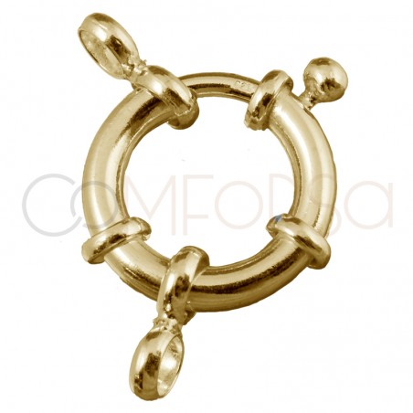 Gold plated sterling silver 925 giant Bolt ring with jump ring 16 mm