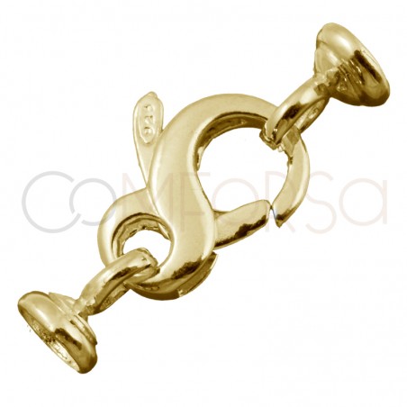 Gold-plated sterling silver 925 lobster clasp with bar end cap 7 mm