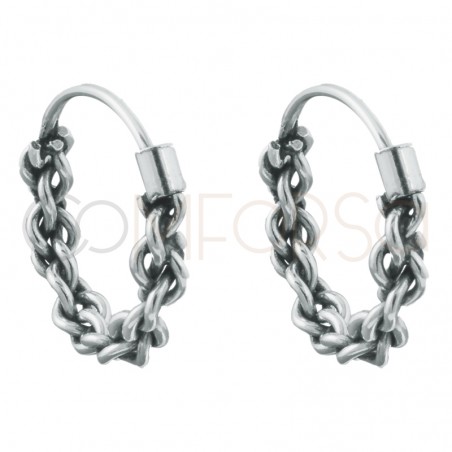 Sterling silver 925 hoops with braided wire 14mm