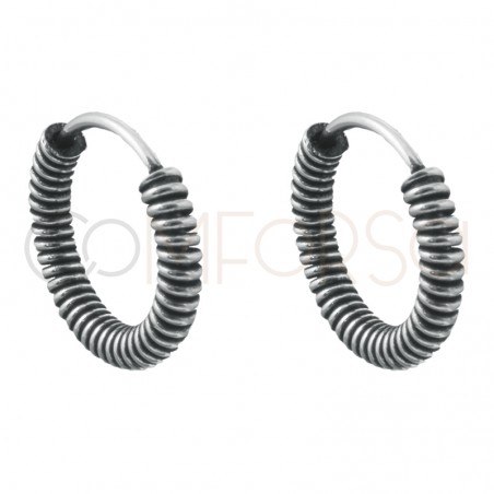 Sterling silver 925 hoops with coiled wire 12mm