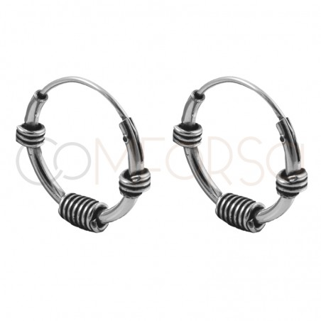Sterling silver 925 wire hoops with three pieces 12mm