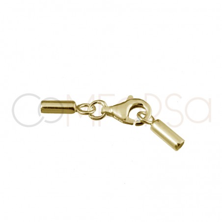 Gold-plated sterling silver 925 lobster clasp with end cap 2.1mm (int)