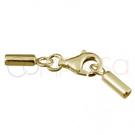 Gold-plated sterling silver 925 lobster clasp with end cap 4.1 mm (int)