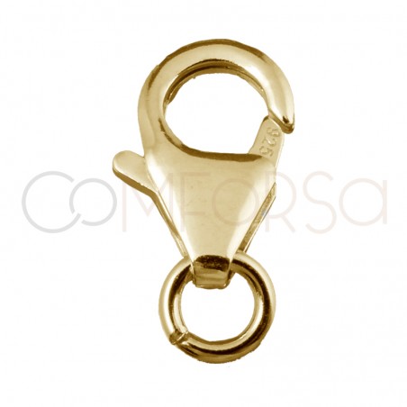 Gold-plated sterling silver 925 round lobster clasp with jump ring 5 x 8 mm