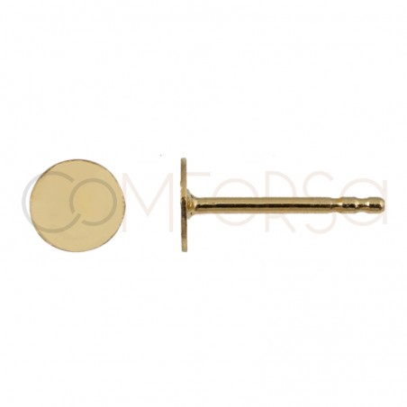 Gold-plated sterling silver 925 ear post with flat pad 8mm