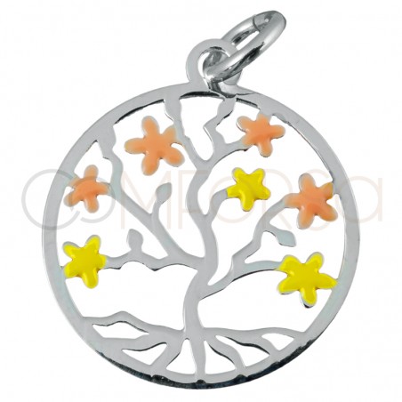 Sterling silver 925 tree of life spring pendant 15 mm