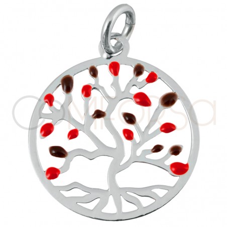 Sterling silver 925 tree of life autumn pendant 15 mm