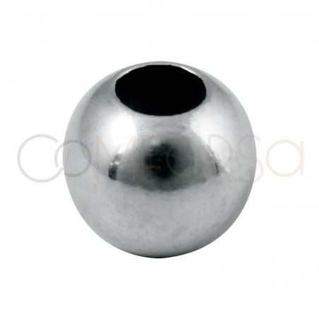 Rhodium-plated sterling silver 925 smooth ball 5mm (2.2)