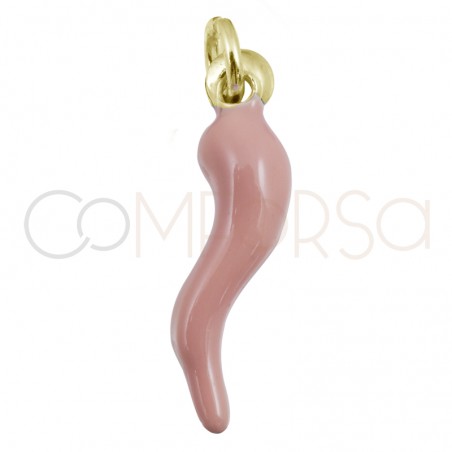 Sterling silver 925 pink enamelled chilli pendant 5 x 20mm
