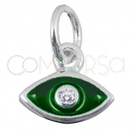 Sterling silver 925 green eye pendant with zirconia 7.9x7mm