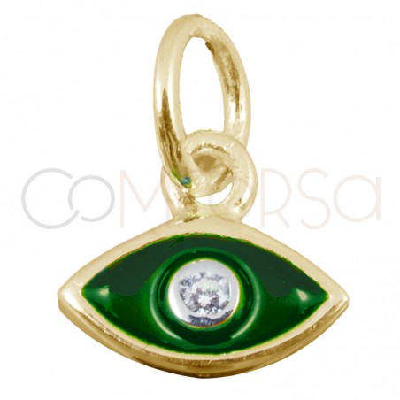 Sterling silver 925 green eye pendant with zirconia 7.9x7mm