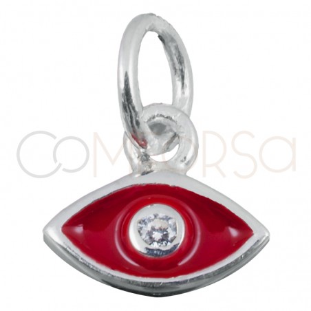 Sterling silver 925 red eye pendant with zirconia 7.9x7mm