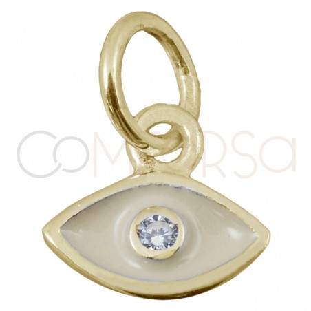 Sterling silver 925 beige eye pendant with zirconia 7.9x7mm