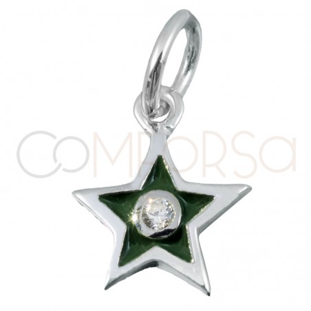 Gold-plated sterling silver 925 green star with zirconia 8x10mm