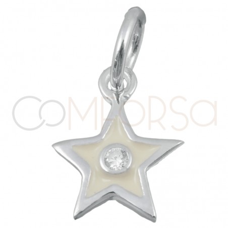 Sterling silver 925 beige star with zirconia 8x10mm