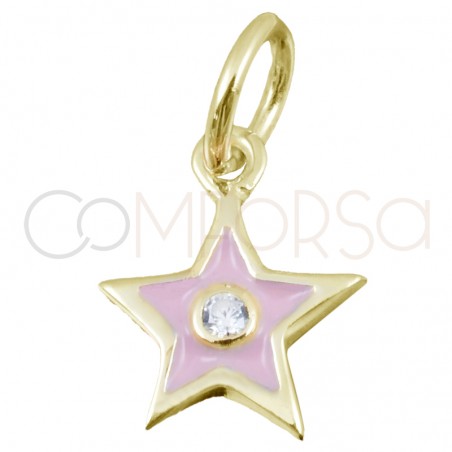 Gold-plated sterling silver 925 pink star with zirconia 8x10mm