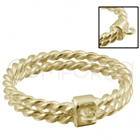 Gold-plated sterling silver 925 double curly ring with jump ring 3.5mm