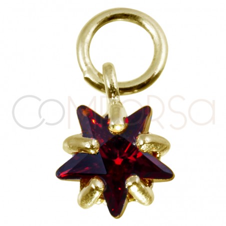 Gold-plated sterling silver 925 coffee zirconia star pendant 6mm