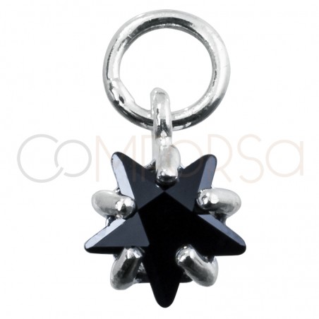 Gold-plated sterling silver 925 jet zirconia star pendant 6mm