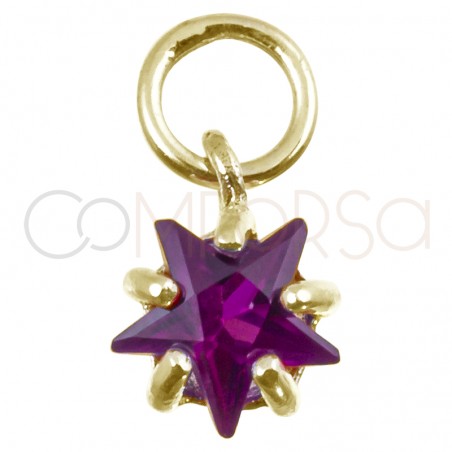 Gold-plated sterling silver 925 ruby zirconia star pendant 6mm