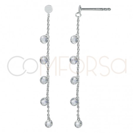 Sterling silver 925 earring with floating zirconias 4 x 5.7mm