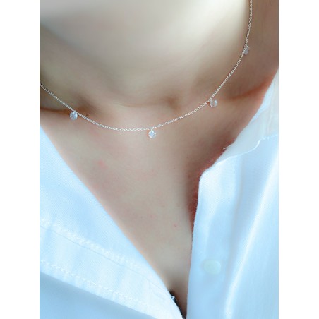 Gold-plated sterling silver 925 choker with air zirconias 42cm