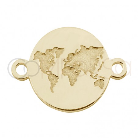 Gold plated sterling silver low relief world connector 11mm