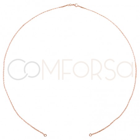 Rose gold-plated sterling silver 925 cable chain with central jump rings 40cm