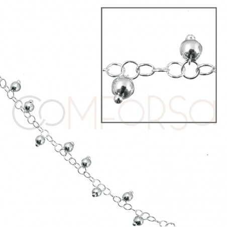 Sterling silver 925 loose belcher chain with 4mm hanging balls