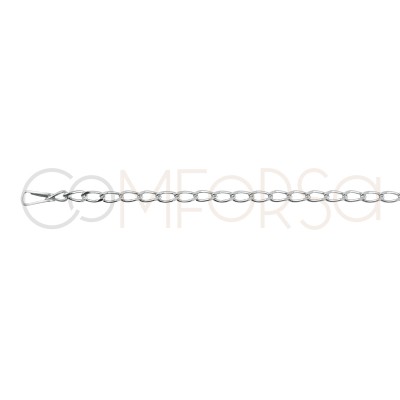 Sterling silver 925 elongated link trace chain 2x4mm (out.)