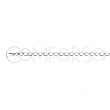 Sterling silver 925 elongated link trace chain 2x4mm (out.)