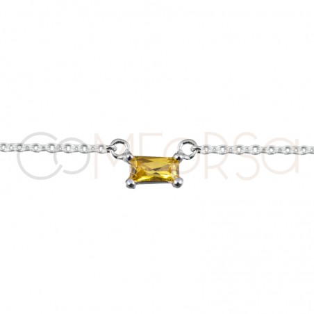 Gold-plated sterling silver 925 choker with yellow rectangular zirconium