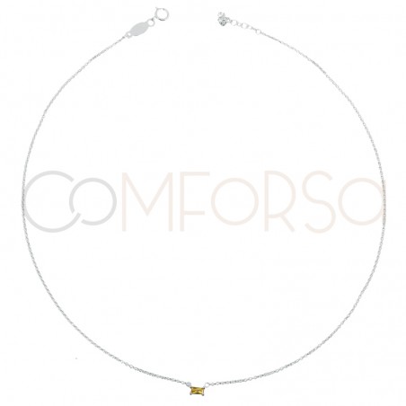 Gold-plated sterling silver 925 choker with yellow rectangular zirconium