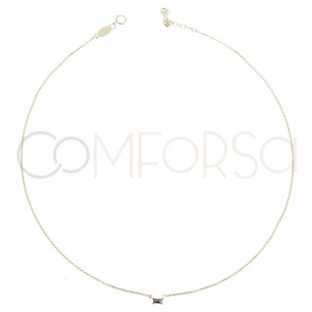 Gold-plated sterling silver 925 choker with coffe rectangular zirconium
