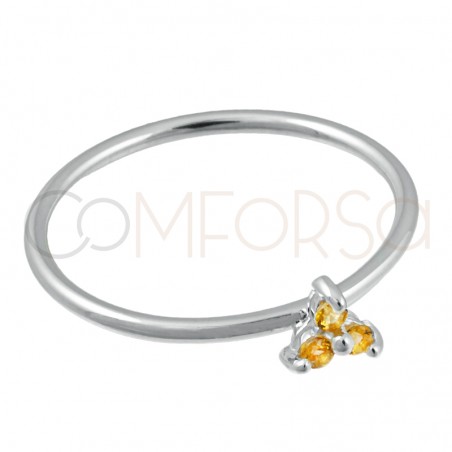 Gold-plated sterling silver 925 ring with 3 yellow zirconias