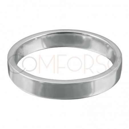 Engraving + Sterling silver 925 band flat ring 3.4mm