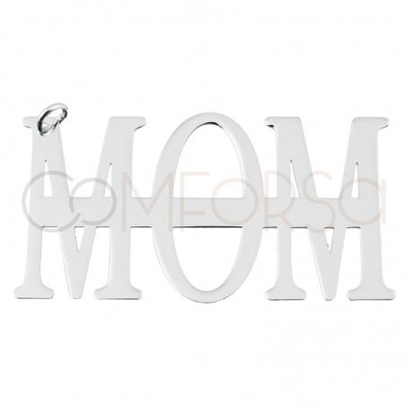 Engraving + Sterling silver 925 “MOM” pendant 25 x 50mm