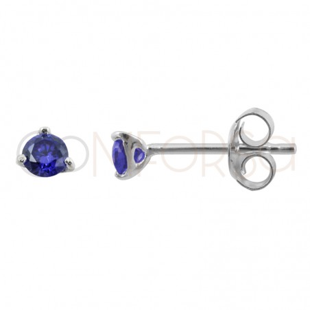 Sterling silver 925 violet zirconium earring 3mm