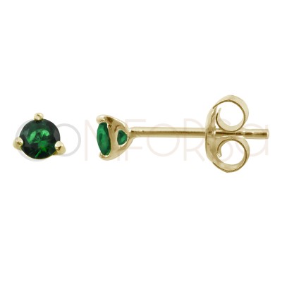 Sterling silver 925 green zirconium earring 3mm