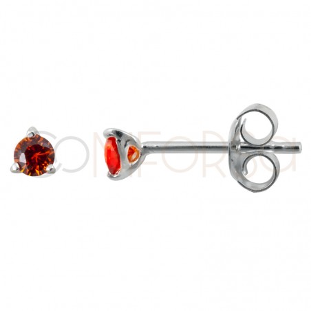 Sterling silver 925 orange zirconium earring 3mm