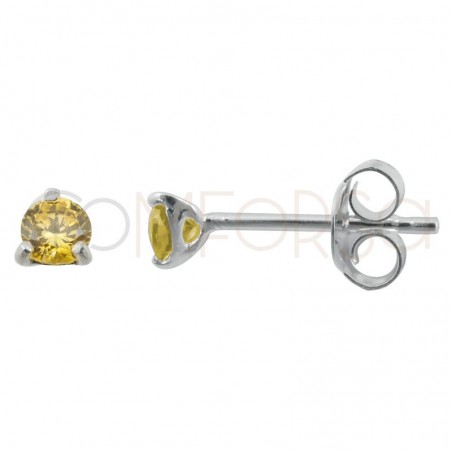 Sterling silver 925 yellow zirconium earring 3mm