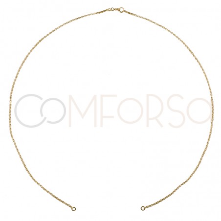 Gold plated sterling silver 925 cable chain with central jump rings 40cm