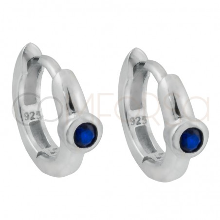 Sterling silver 925 blue zirconium hoop earrings 12mm