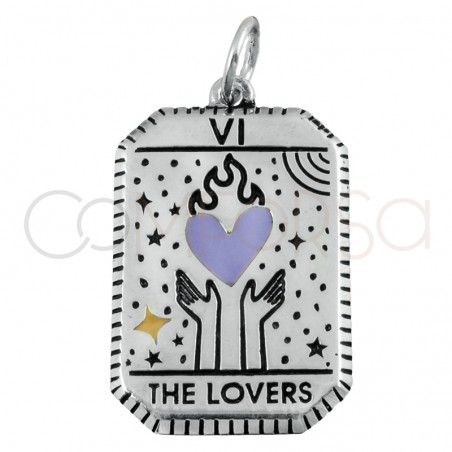 Sterling silver 925 The Lovers tarot pendant 14x20mm
