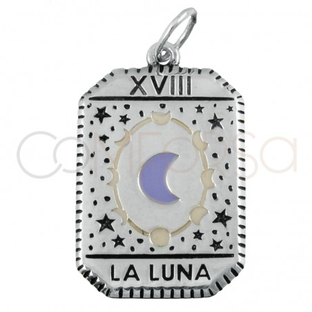 Sterling silver 925 La Luna tarot pendant 14x20mm