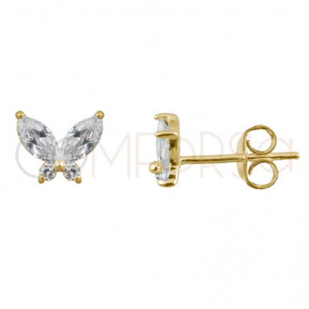 Sterling silver 925 butterfly earrings with zirconia 6x7mm
